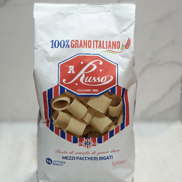Russo Cicciano Mezzi Paccheri Rigati 100% Grano Italiano